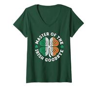 Women's Master of The Irish Goodbye Lucky Celtic Knot 4 Leaf Clover V-Neck T-Shirt