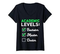 Women's Master's Degree Academic Levels Funny Master's V-Neck T-Shirt
