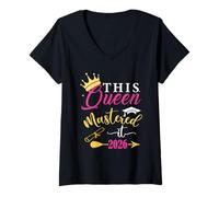 Womens Master's Degree Class of 2026 Grad This Queen Mastered It 26 V-Neck T-Shirt