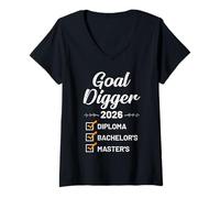 Womens Master's Degree Goal Digger 2026 Funny Master's V-Neck T-Shirt