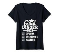 Womens Master's Degree Goal Digger 2026 Funny Master's V-Neck T-Shirt