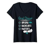Womens Master's Degree Goal Digger Funny Master Graduate V-Neck T-Shirt