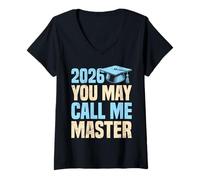 Women's Master's Degree You May Call ME Master Funny 2026 V-Neck T-Shirt