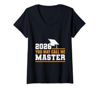Women's Master's Degree You May Call ME Master Funny 2026 V-Neck T-Shirt