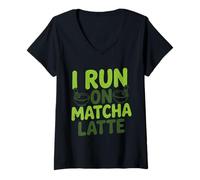 Women's Matcha Green Tea Lover ICES Matcha Latte V-Neck T-Shirt