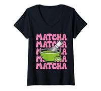 Women's Matcha Green Tea Lover ICES Matcha Latte V-Neck T-Shirt