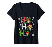 Womens Matching Christmas Santa Hat Ho Ho Ho Meerkat Animal Xmas V-Neck T-Shirt