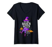 Womens Matching Family Costume I'm The Baker Witch Halloween V-Neck T-Shirt