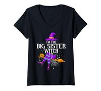 Womens Matching Family Costume I'm The Big Sister Witch Halloween V-Neck T-Shirt