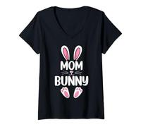 Women's Matching Family Mom Bunny Easter Day Women Mama V-Neck T-Shirt