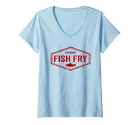 Women's Matching Fish Fry Friday V-Neck T-Shirt
