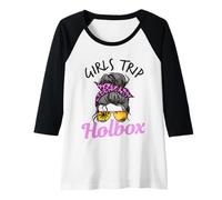 Womens Matching Girls Trip Holbox Island Messy Hair Bun Raglan Baseball Tee