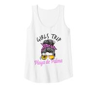 Womens Matching Girls Trip Playa De Palma Messy Hair Bun Tank Top
