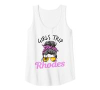 Womens Matching Girls Trip Rhodes Messy Hair Bun Tank Top