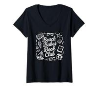 Women's Matching Group Book Club for Beach Babes who Love Reading V-Neck T-Shirt