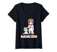 Women's Matching Mom Child Baby Unicorns V-Neck T-Shirt