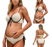 Women's Maternity Bikini Sets Pregnancy Swimsuit Low Rise Scalloped Scoop Neck Adjustable Straps Back Swimwear - Push Up Drawstring Color-Blocked Maternity Dress For Women Beach Hot Pool Vocation