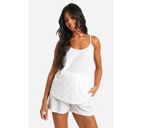 Womens Maternity Daisy Broderie Cami And Short Pyjama Set - White - 6, White
