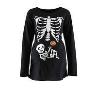 Women's Maternity Funny Xray Halloween Skeleton Costume Pregnancy Cute Long Sleeve Pregnant T Shirts, Z-black, XL