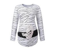 Women's Maternity Funny Xray Halloween Skeleton Costume Pregnancy Cute Long Sleeve Pregnant T Shirts, Stripe, XL