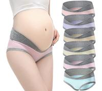 Women's Maternity Knickers Cotton Under The Bump Pregnancy Postpartum Underwear V Shape Low Wasit Bikini Pants Breathable Strench Underpants,6 Pack,UK Size:8-10
