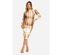 Womens Maternity Large Floral Print Mesh Ruched Detail Long Sleeve Midaxi Dress - Yellow - 8, Yellow
