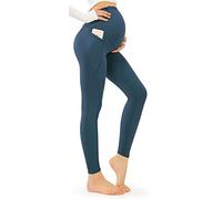 Women's Maternity Leggings Over Bump with Pockets Soft Belly Support Yoga Pants Workout Pregnancy Gym Leggings UK Turquoise L