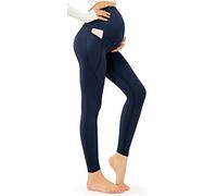 Women's Maternity Leggings Over Bump with Pockets Soft Belly Support Yoga Pants Workout Pregnancy Gym Leggings UK Navy Blue XL