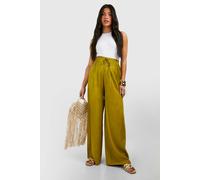 Womens Maternity Linen Look Straight Leg Trouser - Green - 10, Green