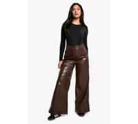 Womens Maternity Over Bump Pu Wide Leg Trouser - Brown - 10, Brown