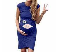Womens Maternity Photoshoot Dress Sale Clearance, Sleeveless Tank Dress O Neck Casual Ruffle Pregnancy Clothes Cute Cartoon Print Pregnant Dresses Bodycon Nightdress Breastfeeding Dress Photography