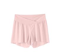Womens Maternity Shorts Under The Belly, Anti Chafing Pregnant Shorts High Waisted Seamless Safety Pants Under Dress Adjustable Maternity Knickers Wide Leg Wave Hem Leggings Comfy Loose Underwear