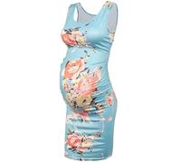 Womens Maternity Sleeveless Dresses UK Sale Clearance, Casual Pregnant Dress O Neck Dresses Vintage Flowers Print Dress Bodycon Nightdress Pregnancy Clothes Summer Dress for Photography S-XXL