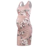 Womens Maternity Sleeveless Dresses UK Sale Clearance, Casual Pregnant Dress O Neck Dresses Vintage Flowers Print Dress Bodycon Nightdress Pregnancy Clothes Summer Dress for Photography S-XXL