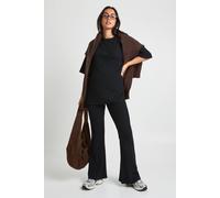 Womens Maternity Split Side Oversized T Shirt And Flared Trouser - Black - 8, Black