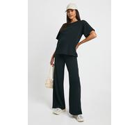 Womens Maternity T-Shirt & Wide Leg Trouser Co-Ord - Black - 10, Black