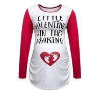 Women's Maternity Tops Valentine's Day Cute Announcement Pregnancy Long Sleeve Shirt, White, M