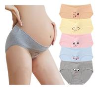 Women's Maternity Underwear Low Rise V Shape Bikini Cotton Pregnancy Panties Smile Print Breathable Stretch Knickers - 5 Pack