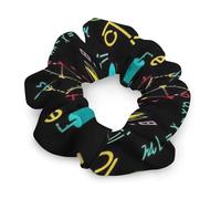 Womens Math Algebra Black Scrunchies Elastic Hair Ties No Damage Hair Coils for Long Lasting Braids Ponytails Hair Accessories
