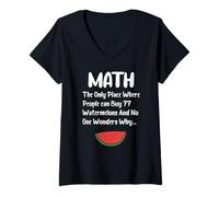 Womens Math Definition Watermelons Funny Pi Teacher’s Day V-Neck T-Shirt