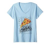 Womens Math is Delicious Funny Pizza Math Teacher V-Neck T-Shirt