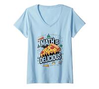 Womens Math is Delicious Funny Pizza Math Teacher V-Neck T-Shirt