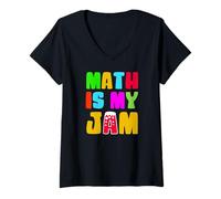 Womens Math is My Jam Funny Math Teacher’s Day Pi Day V-Neck T-Shirt