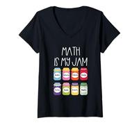Womens Math is My Jam Math Teacher STEM Classroom Algebra Geometry V-Neck T-Shirt