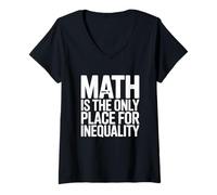 Women's Math is The Only Place for Inequality Funny Teacher Saying V-Neck T-Shirt