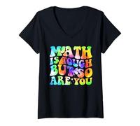 Womens Math Is Tough But So Are You Back To School Teacher Groovy V-Neck T-Shirt