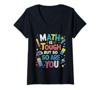 Womens Math is Tough But So are You Back to School Teacher V-Neck T-Shirt