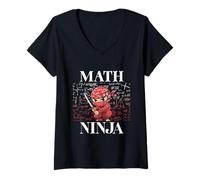 Women's Math Ninja Algebra Calculus Mathematics Student Teacher V-Neck T-Shirt