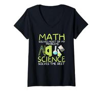 Women's Math Solves Most of My Problems Science Math Science Teacher V-Neck T-Shirt