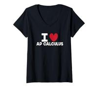 Women's Math Student AP Calculus Teacher Funny I Love AP Calculus V-Neck T-Shirt
